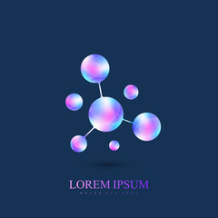 3D Logotype icon dna, molecule, atom, gene, neural, neuron. Vector template Logo for medicine, science, technology, chemistry, biotechnology.