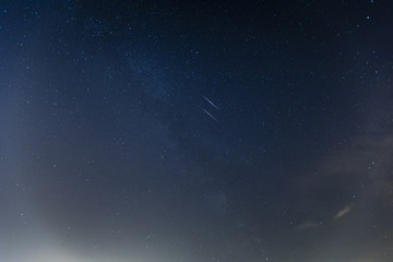 Fototapeta na wymiar image of a perseid meteor taken over Italy in August 2018