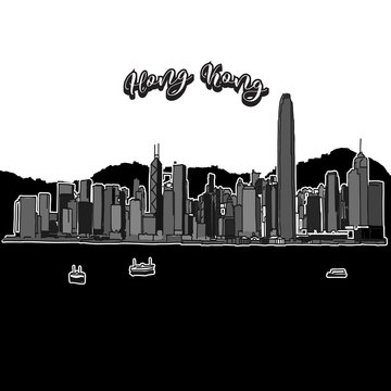 Hong Kong skyline, outline
