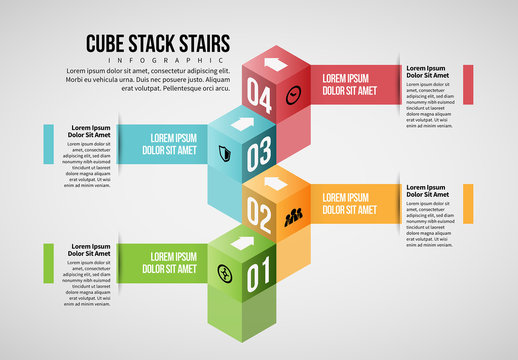 Stacked Cube Stairs Infographic Layout
