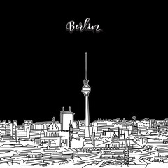 Obraz premium Berlin skyline, outline