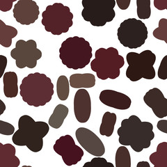 Seamless color abstract oval & mixed geometric pattern generative art background. Repeat, surface, cover & style.