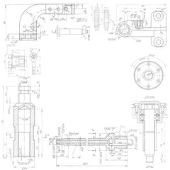 Technical drawing background .Mechanical Engineering drawing ,vector