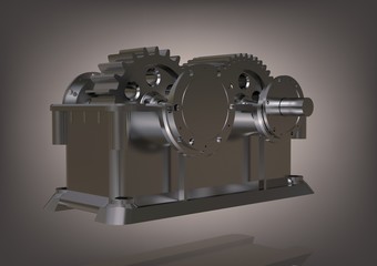Silver reduction gear on a gray
