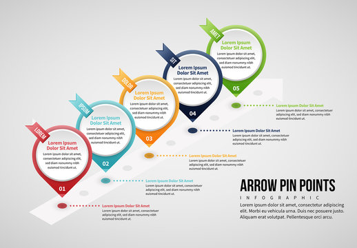 Arrow Pin Points Infographic Layout