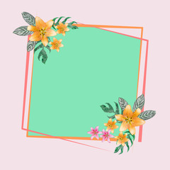 Flower bouquet composition on color card .Wedding concept.