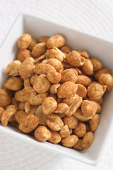 Dry or oven roasted peanuts lightly seasoned eaten as high protein snack