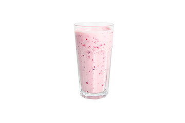 Glass of yoghurt cocktail, smoothies, with berry isolated on white background.