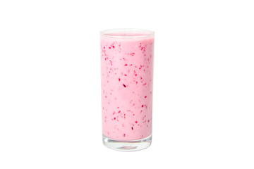 Glass of yoghurt cocktail, smoothies, with berry isolated on white background.