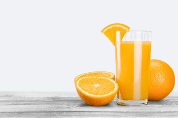 Orange Juice in glass on desk