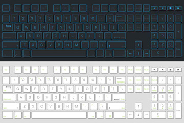 Computer Keyboard Vector Isolated. Gray and White Version