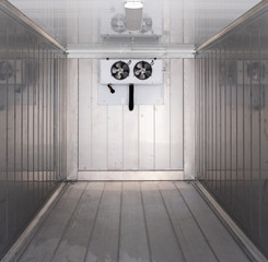 A large empty industrial refrigerated container. Such containers allow consumers to enjoy fresh...