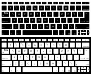 Computer Keyboard Vector Isolated. Black and White Version