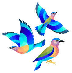 Stylized Birds - Indian Roller
