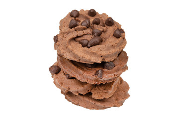 chocolate chip cookie isolated on white background - clipping paths