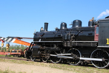 Fototapeta na wymiar Side Of Locomotive, Alberta Railway Museum, Edmonton, Alberta