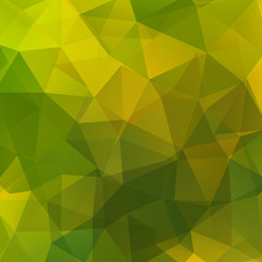 Obraz premium Abstract mosaic background. Triangle geometric background. Design elements. Vector illustration. Green, yellow colors.