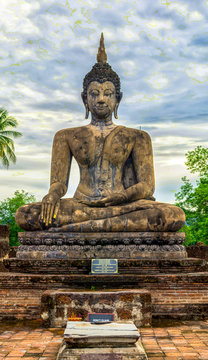 Ancient buddha statue. Sukhothai Historical Park, Sukhothai Province, Thailand