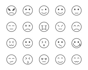 set of emoji vector line icon