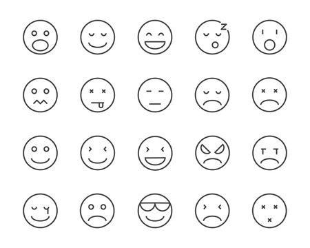 set of emoji vector line icon