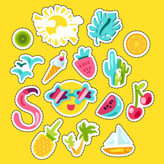 Vector Tropical Summer Stickers