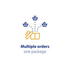 Obraz premium shipping services, combined orders in one package, basket icon