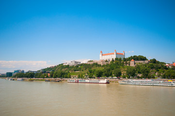 Fototapeta na wymiar Medieval castle on a hill in Bratislava, Slovakia