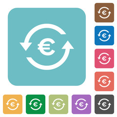 Euro pay back rounded square flat icons