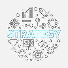 Strategy round outline vector illustration