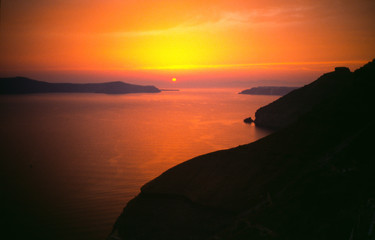 Sonnenuntergang auf Santorin - obrazy, fototapety, plakaty