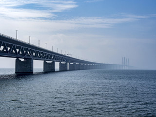 Fototapeta na wymiar Öresund Bridge between Copenhagen and Malmö, Sweden, Europe