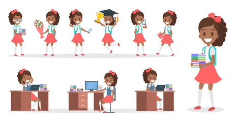 School kid character set for animation