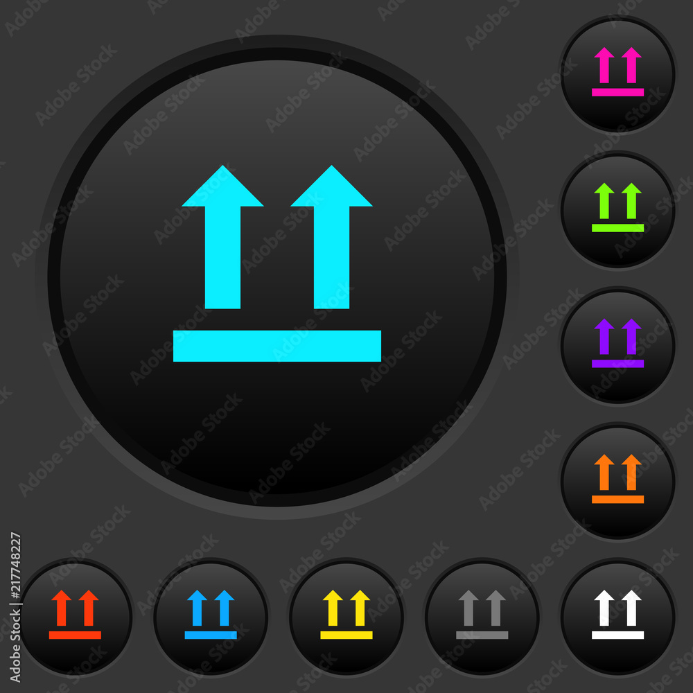 Poster side up sign dark push buttons with color icons