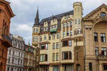 Fototapeta na wymiar View in historic Old City, Riga, Latvia