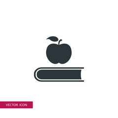 apple on book icon illustration vector
