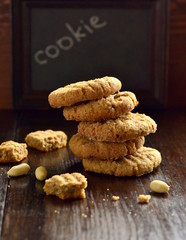Peanut butter cookies on a black background