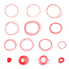 hand drawn scribbles red circles