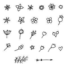 set of doodle flowers