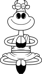 Meditating Cartoon Cow Monk