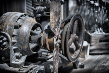 Rusty engine with propeller