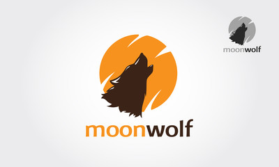 Moon Wolf Vector Logo Illustration. Silhouette Head Howling wolf logo vector