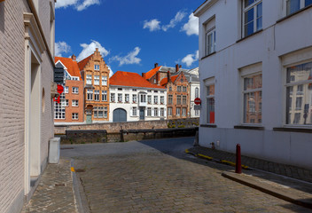 Brugge. Medieval houses over the canal.