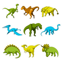Cartoon dinosaur icon set