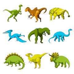 Obraz premium Cartoon dinosaur icon set