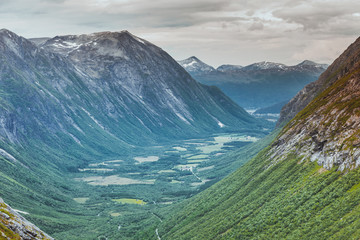 View of mountains from Trollstigen viewpoint, Norway