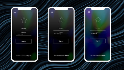Dark BLUE vector wireframe kit with mobile phone.