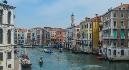 Vibrant colourful buildings along the waterfront in venice