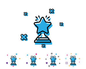 Rank star line icon. Success reward symbol. Best result sign. Winner cup. Line icon with geometric elements. Bright colourful design. Vector