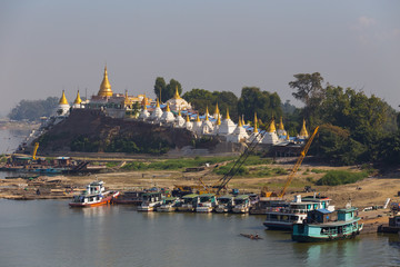 View of Sagain Hill, near Mandalay, Myanmar