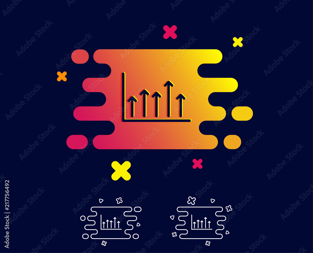 Poster growth chart line icon. financial graph sign. upper arrows symbol. business investment. gradient ban